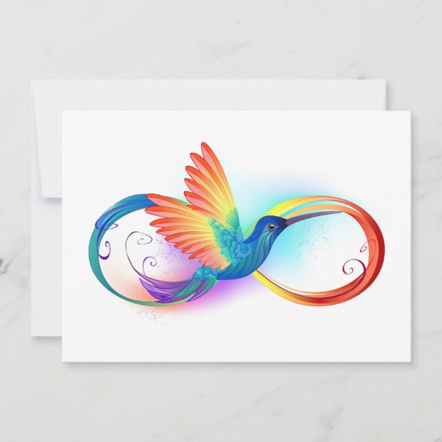 Rainbow Hummingbird with Infinity symbol Save The Date (Front)