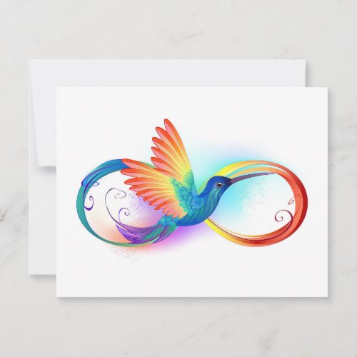 Rainbow Hummingbird with Infinity symbol Save The Date