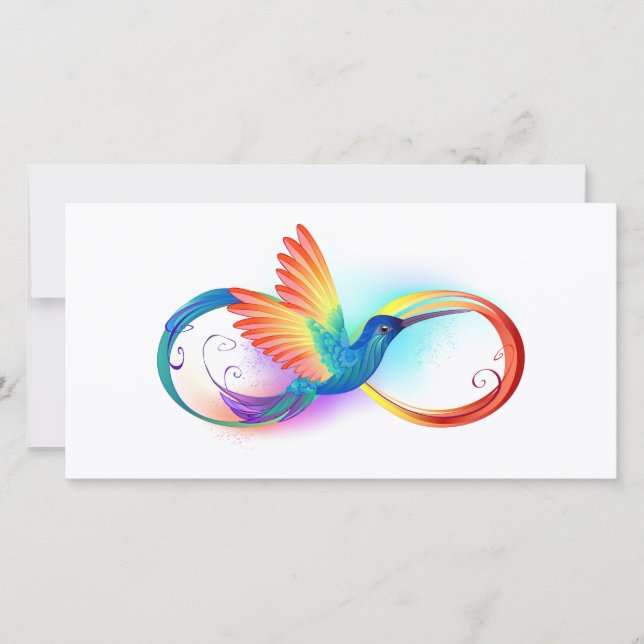 Rainbow Hummingbird with Infinity symbol Save The Date (Front)