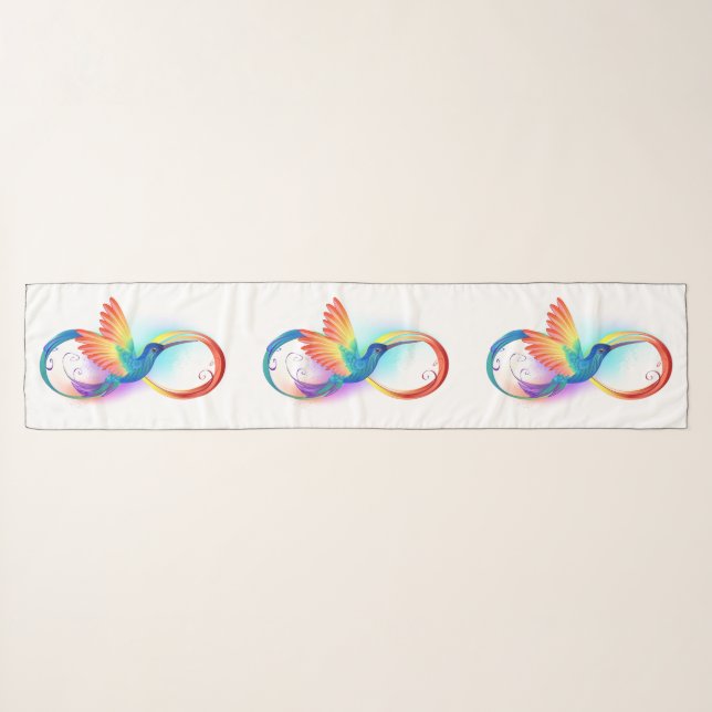 Rainbow Hummingbird with Infinity symbol Scarf (Front (Horizontal))