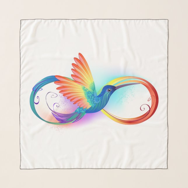 Rainbow Hummingbird with Infinity symbol Scarf (Front (Horizontal))