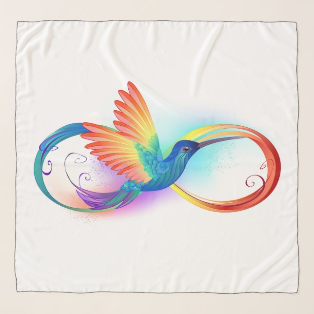 Rainbow Hummingbird with Infinity symbol Scarf (Front (Horizontal))