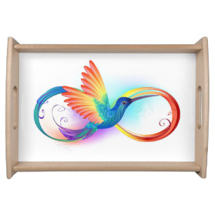 Rainbow Hummingbird with Infinity symbol Serving Tray
