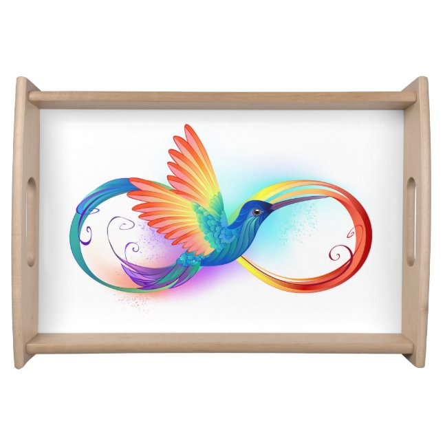 Rainbow Hummingbird with Infinity symbol Serving Tray (Front)
