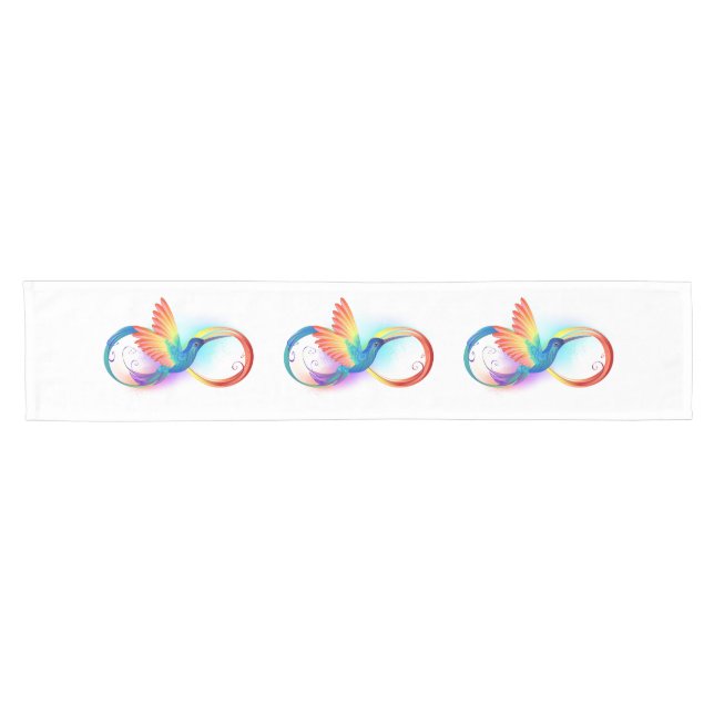 Rainbow Hummingbird with Infinity symbol Short Table Runner (Horizontal)