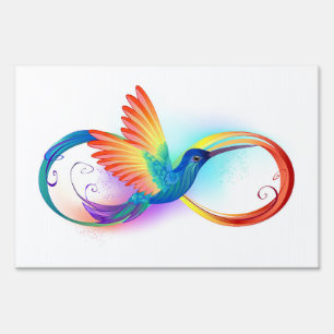 Rainbow Hummingbird with Infinity symbol Sign