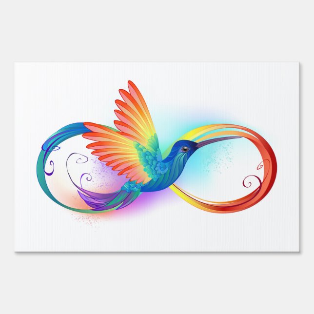Rainbow Hummingbird with Infinity symbol Sign (Front)
