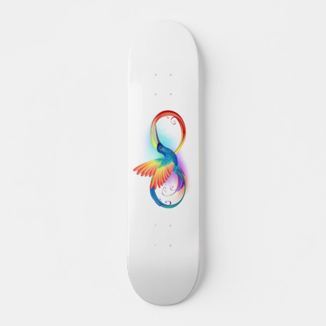 Rainbow Hummingbird with Infinity symbol Skateboard (Front)