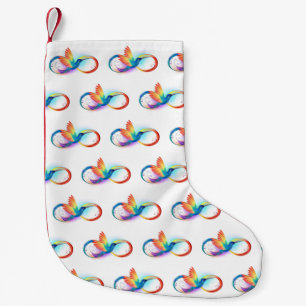 Rainbow Hummingbird with Infinity symbol Small Christmas Stocking