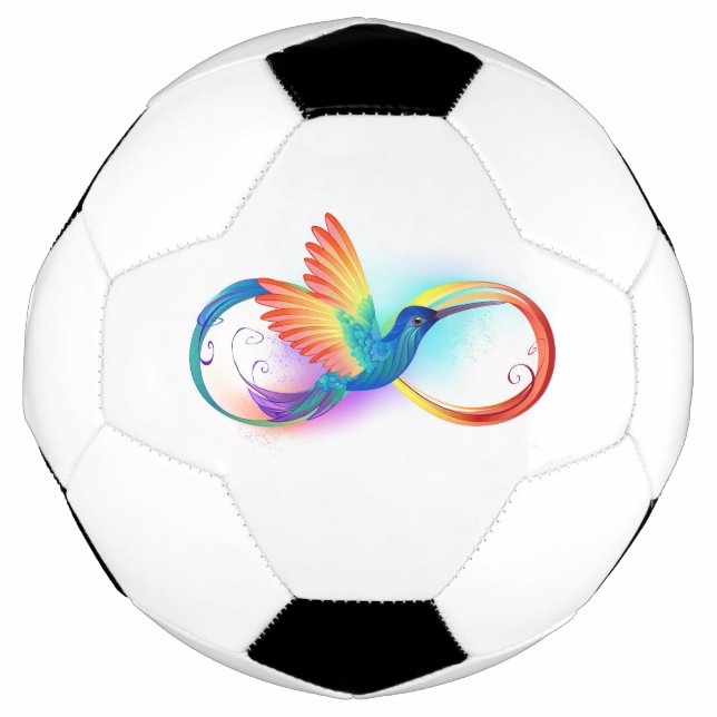 Rainbow Hummingbird with Infinity symbol Soccer Ball (Front)