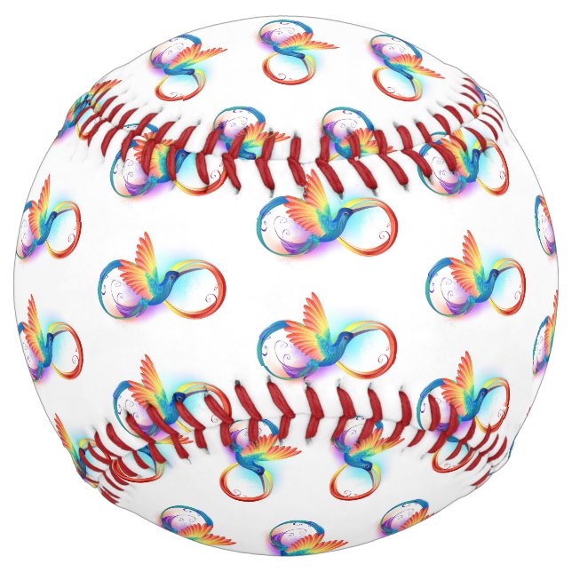Rainbow Hummingbird with Infinity symbol Softball (Front)