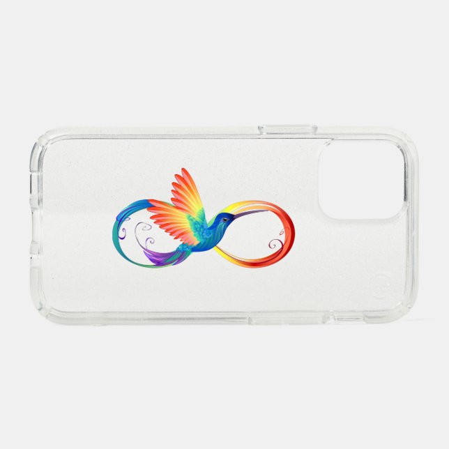 Rainbow Hummingbird with Infinity symbol Speck iPhone 12 Mini Case (Front Horizontal)