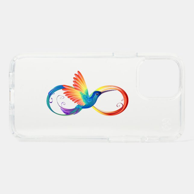 Rainbow Hummingbird with Infinity symbol Speck iPhone 12 Pro Case (Front Horizontal)