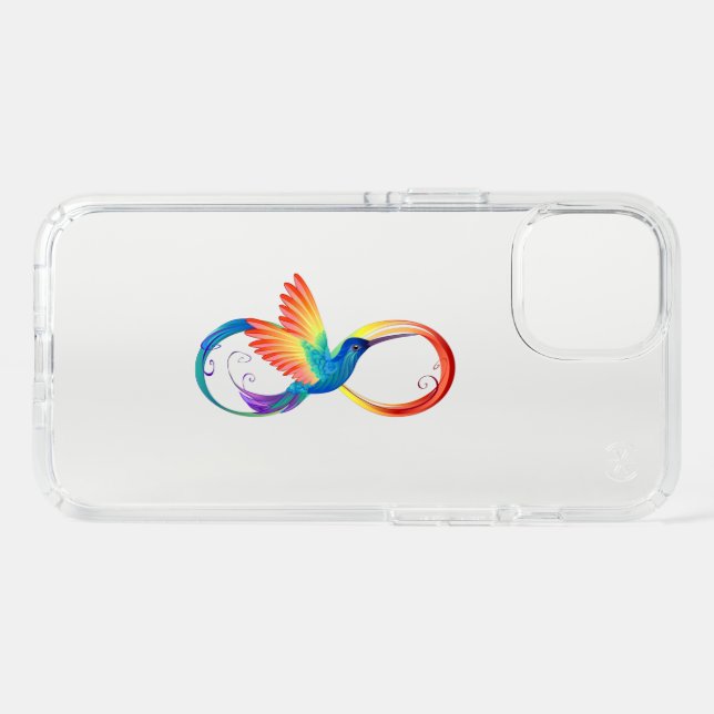 Rainbow Hummingbird with Infinity symbol Speck iPhone 13 Case (Front Horizontal)