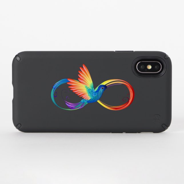 Rainbow Hummingbird with Infinity symbol Speck iPhone X Case (Front (Horizontal))