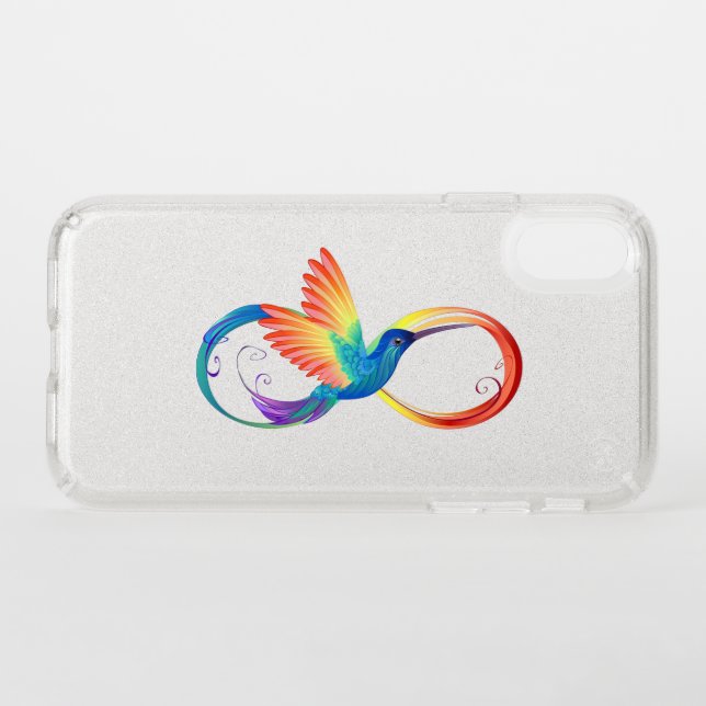 Rainbow Hummingbird with Infinity symbol Speck iPhone XR Case (Front (Horizontal))