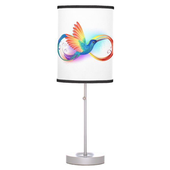 Rainbow Hummingbird with Infinity symbol Table Lamp (Front)