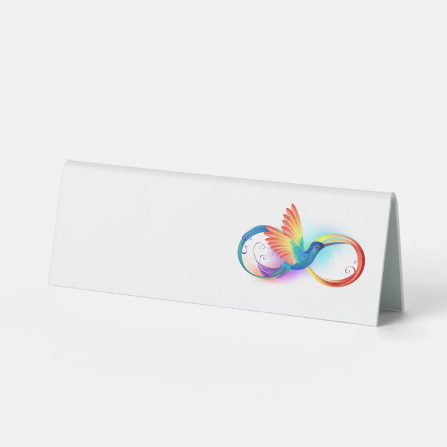 Rainbow Hummingbird with Infinity symbol Table Tent (Front)