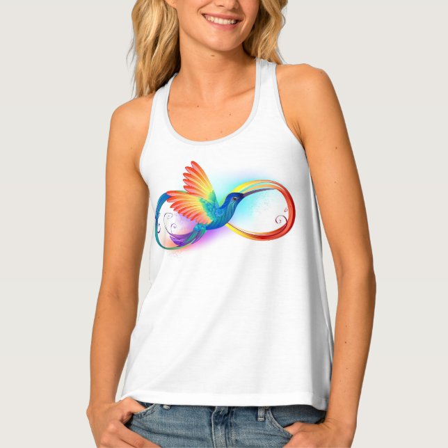 Rainbow Hummingbird with Infinity symbol Tank Top (Front)