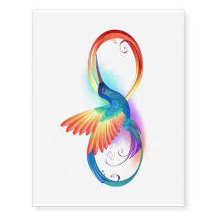 Rainbow Hummingbird with Infinity symbol Temporary Tattoos