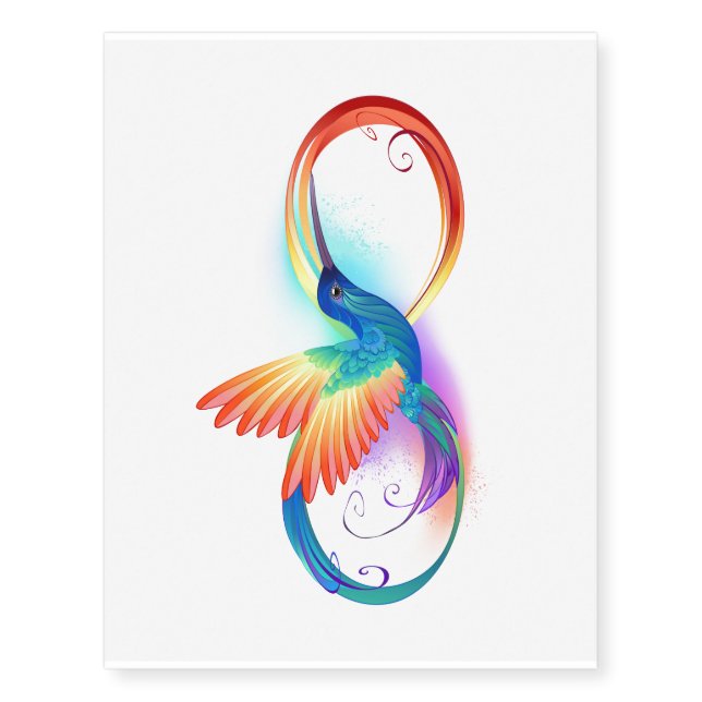 Rainbow Hummingbird with Infinity symbol Temporary Tattoos (Front)