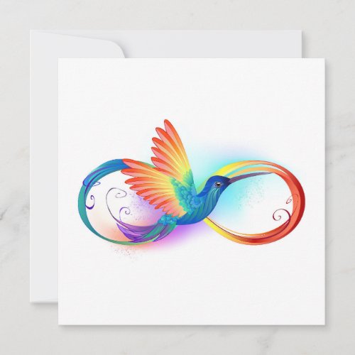 Rainbow Hummingbird with Infinity symbol Thank You Card