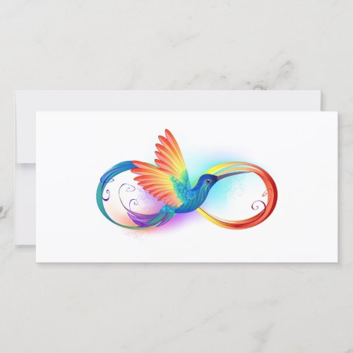 Rainbow Hummingbird with Infinity symbol Thank You Card