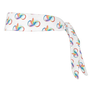 Rainbow Hummingbird with Infinity symbol Tie Headband