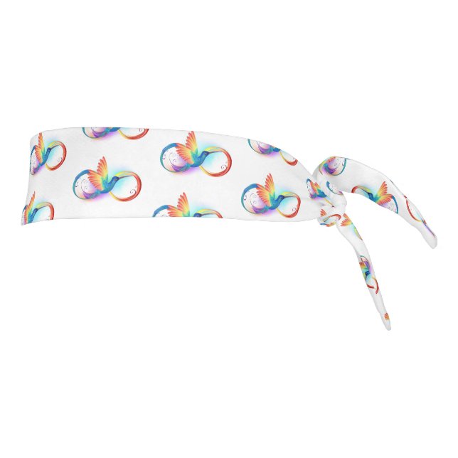 Rainbow Hummingbird with Infinity symbol Tie Headband (Rotate 90)