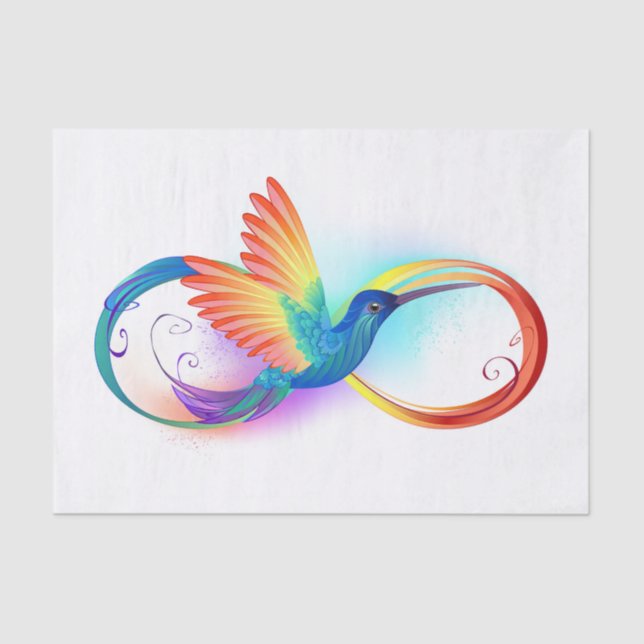 Rainbow Hummingbird with Infinity symbol Tissue Paper (Front)