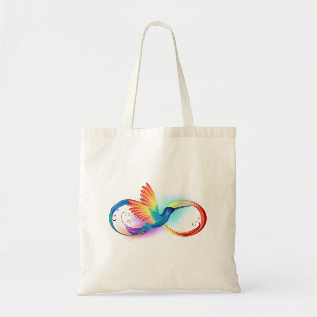 Rainbow Hummingbird with Infinity symbol Tote Bag (Front)