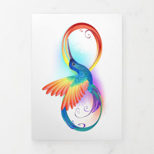 Rainbow Hummingbird with Infinity symbol Tri-Fold Holiday Card