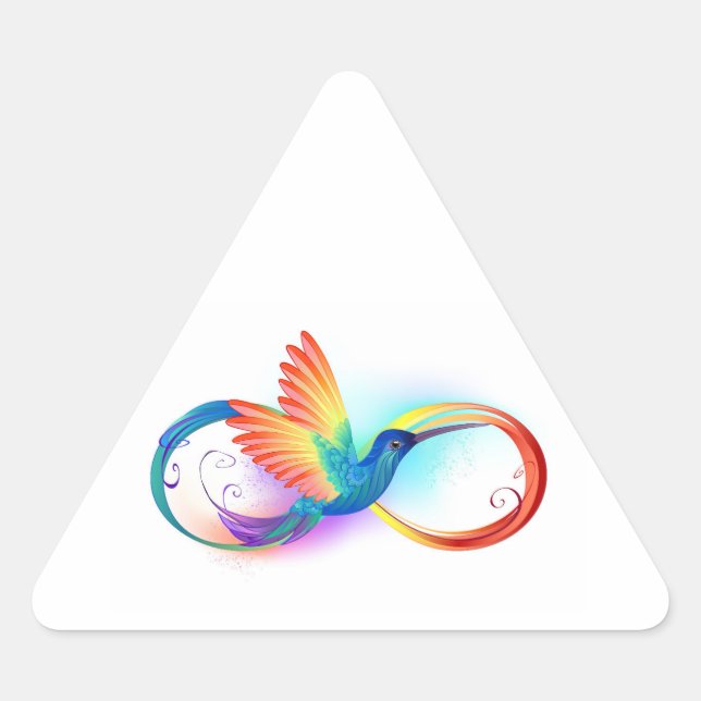 Rainbow Hummingbird with Infinity symbol Triangle Sticker (Front)
