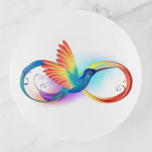 Rainbow Hummingbird with Infinity symbol Trinket Tray