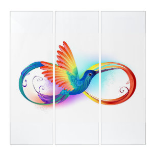Rainbow Hummingbird with Infinity symbol Triptych