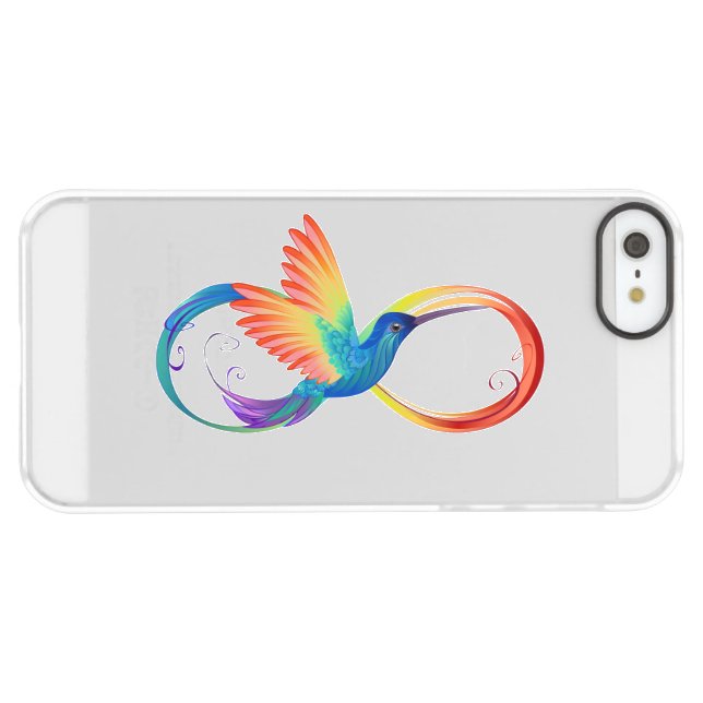 Rainbow Hummingbird with Infinity symbol Uncommon iPhone Case (Back Horizontal)