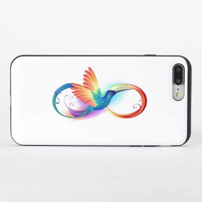 Rainbow Hummingbird with Infinity symbol Uncommon iPhone Case (Closed)
