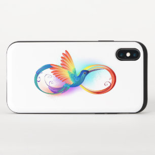 Rainbow Hummingbird with Infinity symbol iPhone X Slider Case
