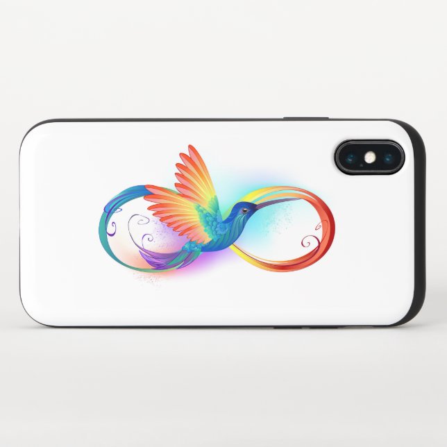 Rainbow Hummingbird with Infinity symbol Uncommon iPhone Case (Closed)