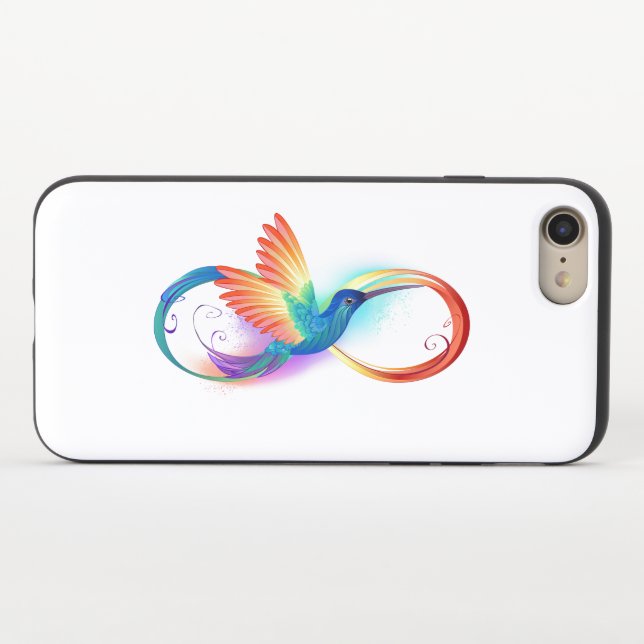 Rainbow Hummingbird with Infinity symbol Uncommon iPhone Case (Closed)