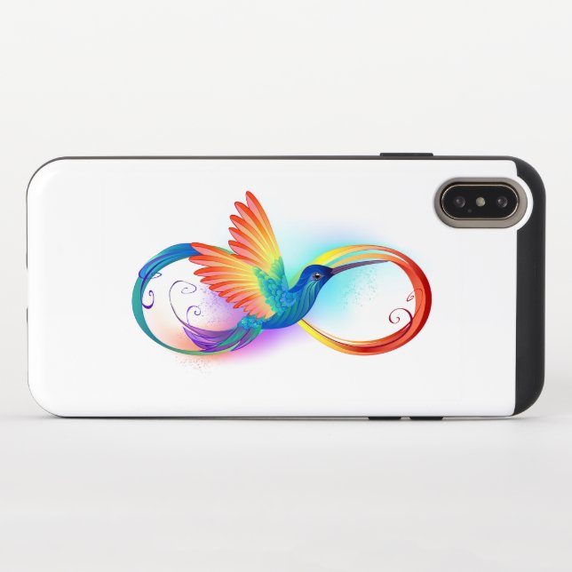Rainbow Hummingbird with Infinity symbol Uncommon iPhone Case (Closed)