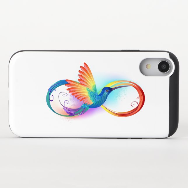 Rainbow Hummingbird with Infinity symbol Uncommon iPhone Case (Closed)