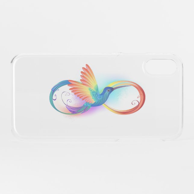 Rainbow Hummingbird with Infinity symbol Uncommon iPhone Case (Back (Horizontal))