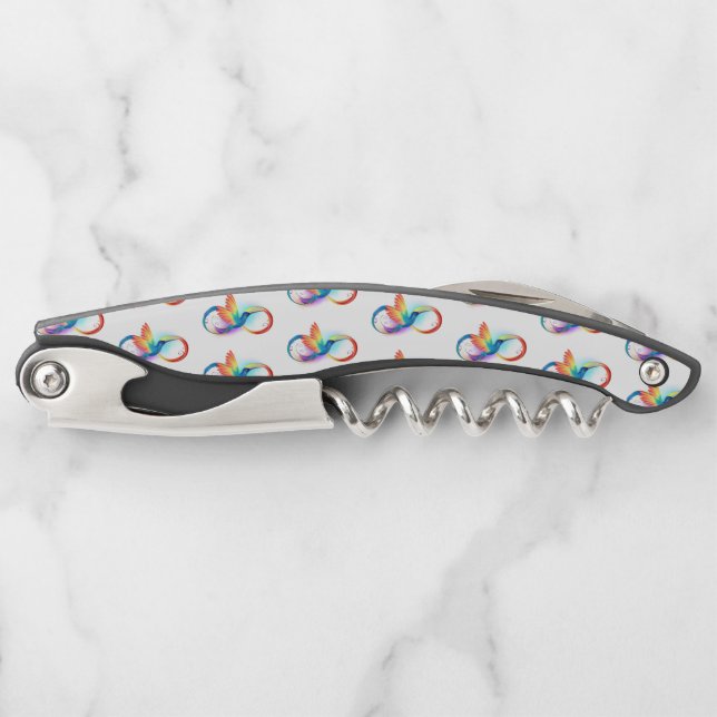 Rainbow Hummingbird with Infinity symbol Waiter's Corkscrew (Front)