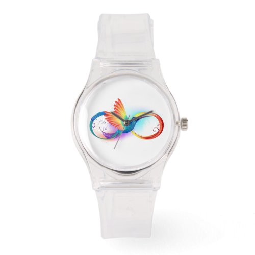 Rainbow Hummingbird with Infinity symbol Watch