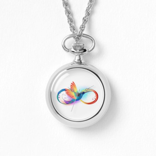 Rainbow Hummingbird with Infinity symbol Watch