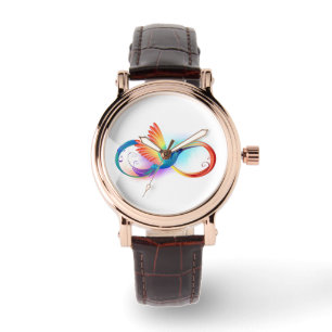 Rainbow Hummingbird with Infinity symbol Watch