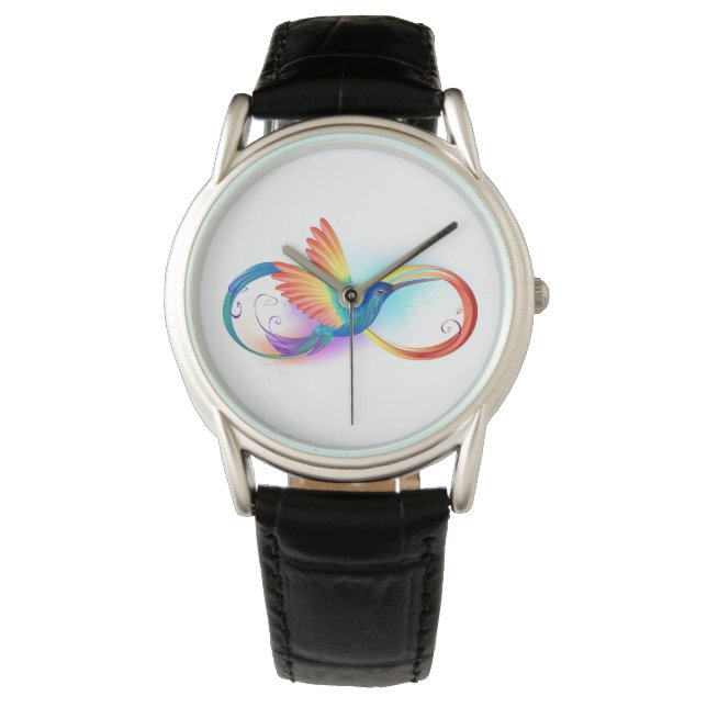 Rainbow Hummingbird with Infinity symbol Watch (Front)