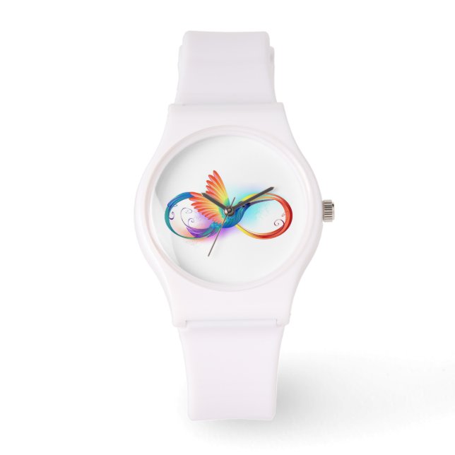 Rainbow Hummingbird with Infinity symbol Watch (Front)