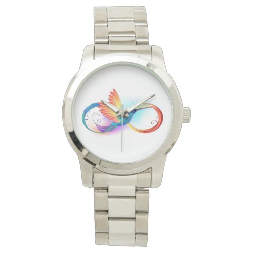 Rainbow Hummingbird with Infinity symbol Watch